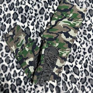 Camouflage Leggings with Fringe Detail… womens bouquet leggings